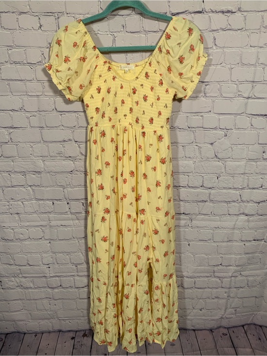 Ultra Flirt Dresses & Skirts - Ultra Flirt Womens Butter Yellow Floral Smocked Maxi Dress M Cottagecore Dainty